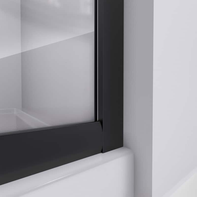 DreamLine Prime 33 in. x 33 in. x 78 3/4 in. H Shower Enclosure, Base, and White Wall Kit in Satin Black and Clear Glass