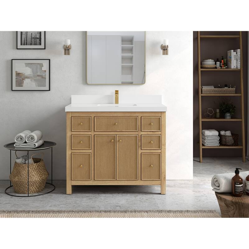 Willow Collections 42 in. W x 22 in. D Sonoma Teak Single Sink Bathroom Vanity with Countertop