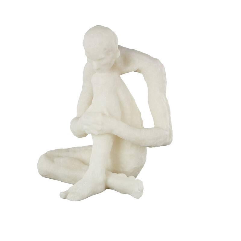 White Polystone Thinking People Decorative Sculpture with Shimmer