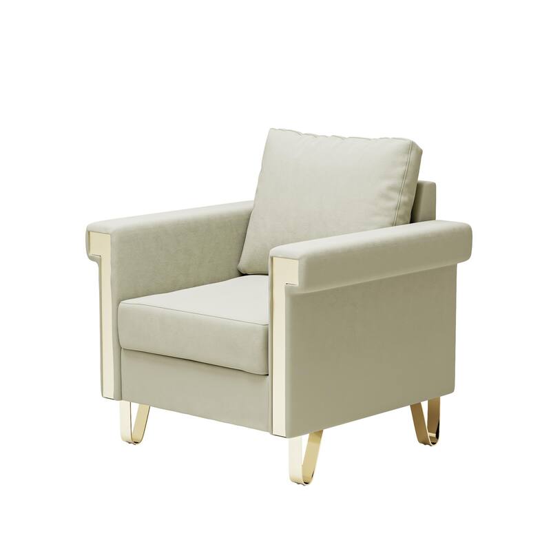 Velvet Accent Chair with Metal Legs