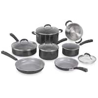 Ceramic Nonstick Aluminum 11 Piece Cookware Set in Black - 11 Piece Set -  On Sale - Bed Bath & Beyond - 35353777