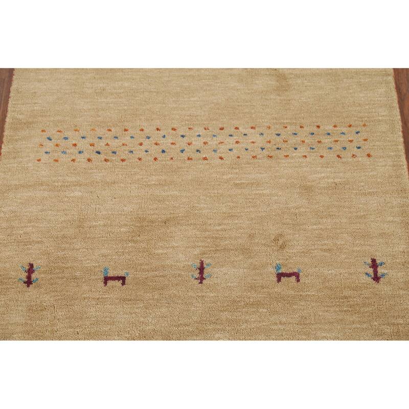 Tribal Gabbeh Indian Accent Rug Hand-Knotted Wool Carpet - 3'0"x 5'2"