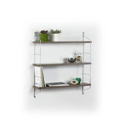 Floating Wall Shelves 3 Tier Hanging Shelf Metal Bracket Wall Mount Wood Storage Shelves for Living Room Kitchen