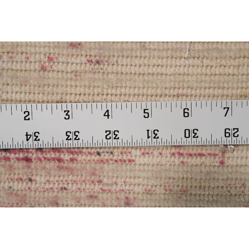 Hand Knotted Oriental Viscose Silk Carpet Modern Stripe Coral Abstract Area Rug - 6' 6'' X 4' 9''