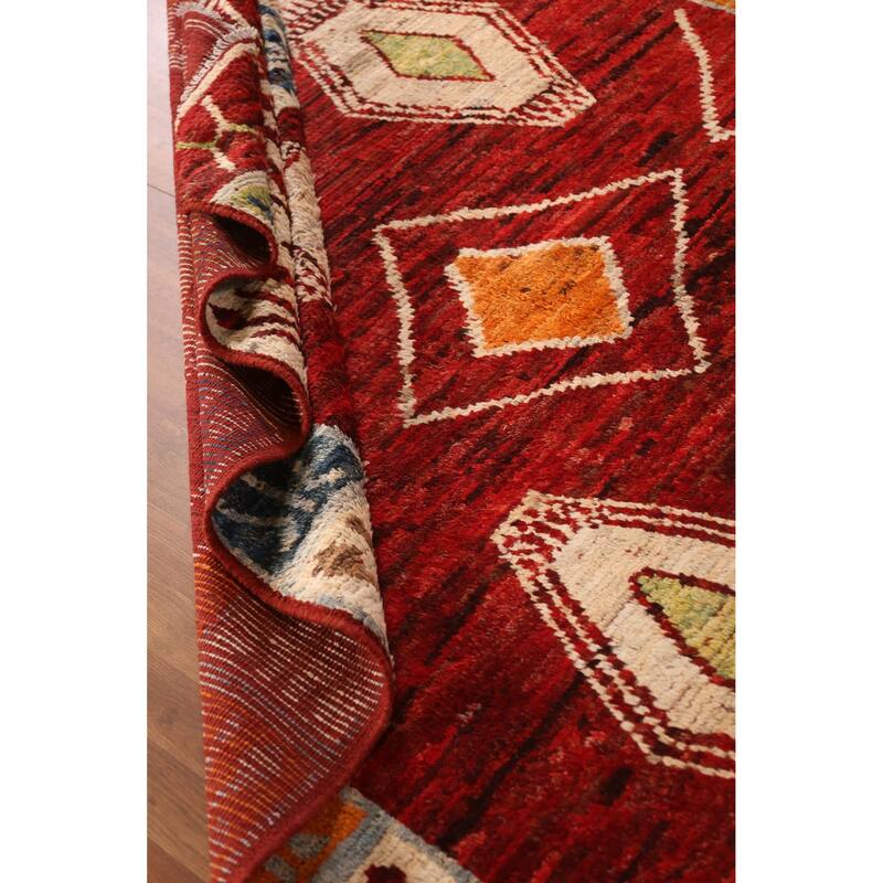 Red Moroccan Oriental Area Rug Handmade Wool Carpet - 6'9" x 9'10"