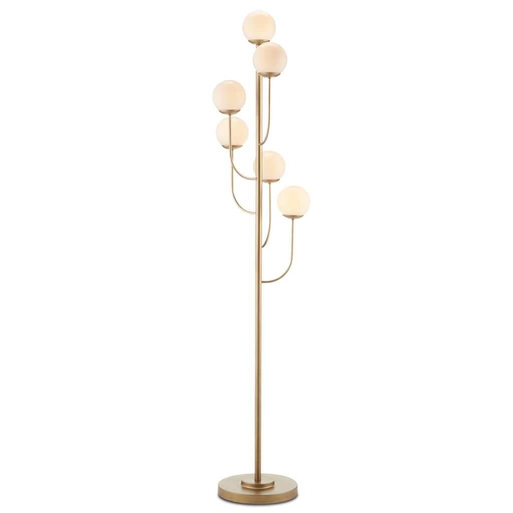 Currey & Company Farnsworth Brass Floor Lamp - 72"h x 15"w x 15"d