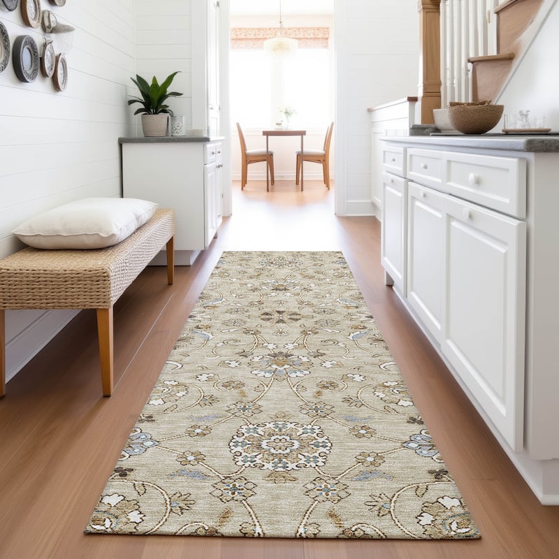 Premium Washable Super Soft Traditional Persian Mayfield Rug - Beige - 2'3" x 7'6"