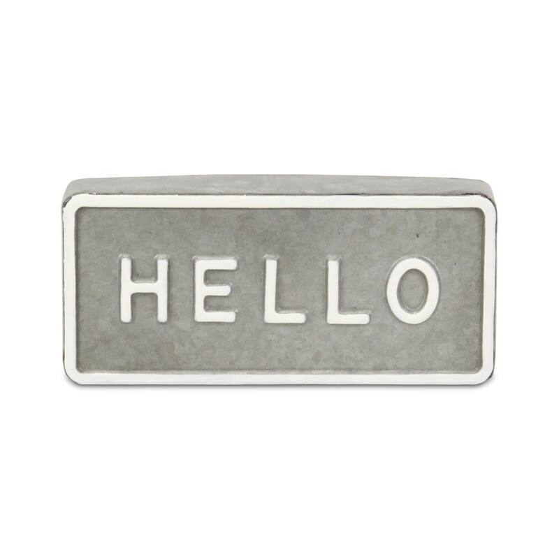 Rectangular Raised Hello Metal Sign - 8.5"
