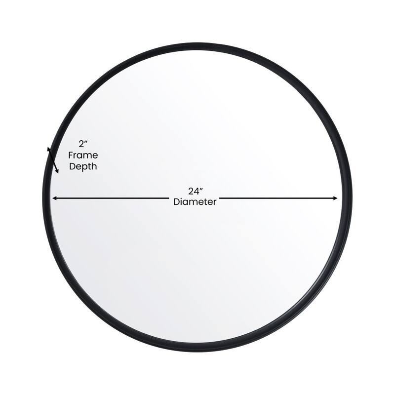 Wall Mount Shatterproof Round Accent Wall Mirror with Metal Frame