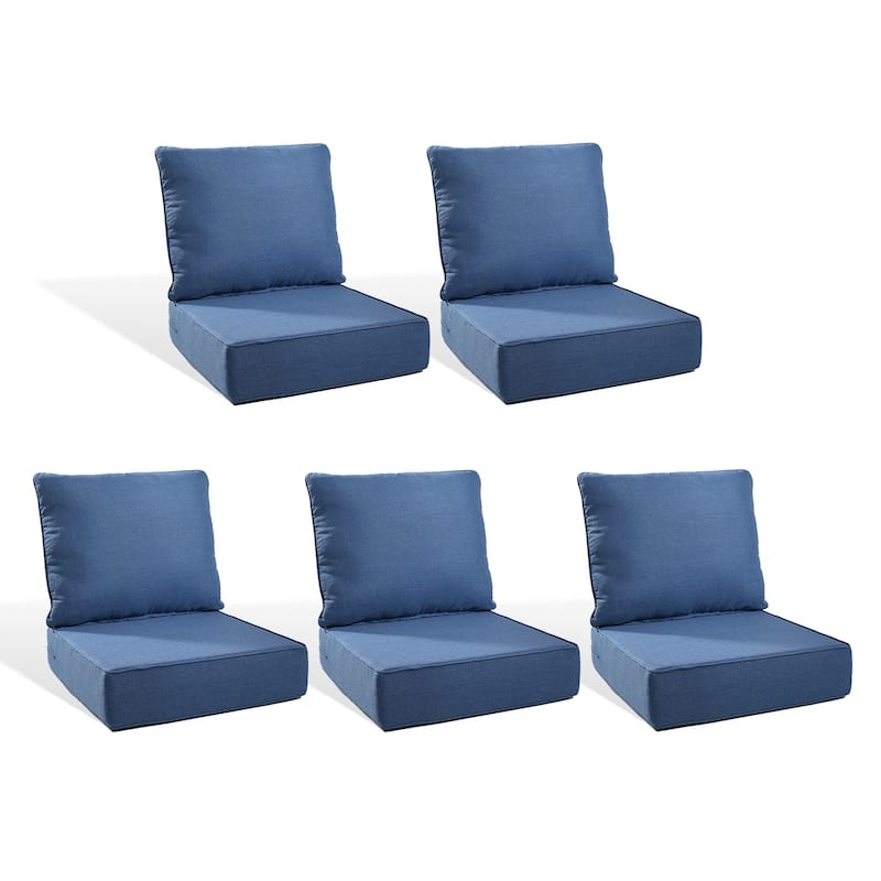 Pocassy 22"x24"x6" Inch Thick Cushions Indoor Outdoor Pillows Cushion - Blue Cushion - 5 Set Seat & Back Cushion