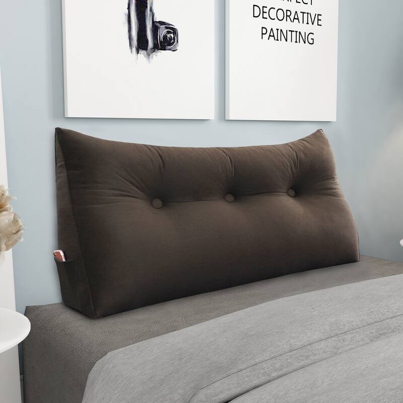 WOWMAX Dorm Bed Wedge Reading Pillow Headboard Back to College Velvet