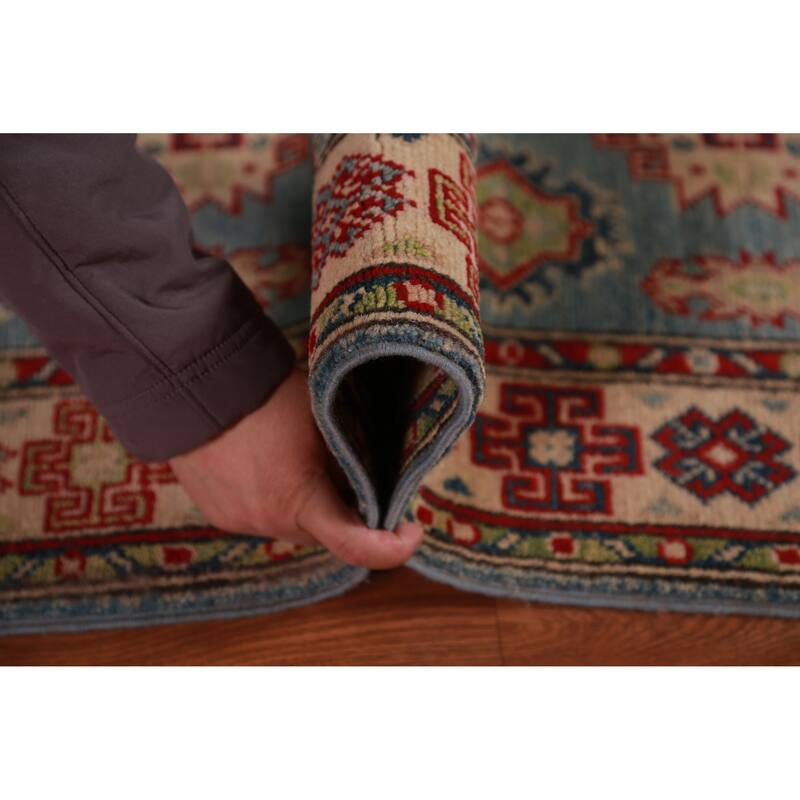 Blue Kazak Foyer Rug Traditional Oriental Handmade Wool Carpet - 2'8"x 4'1"