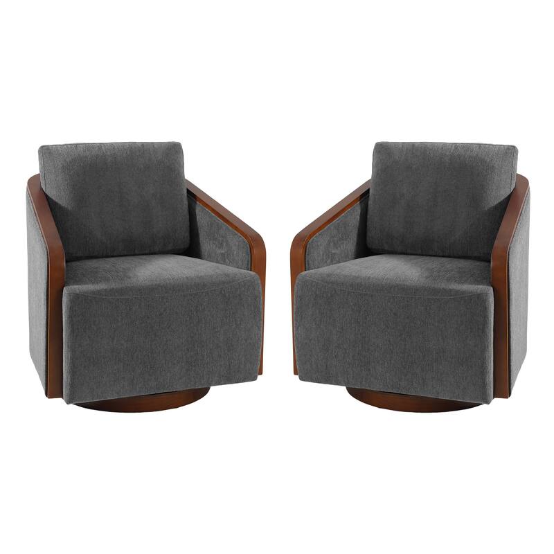 Modern Upholstered Swivel Accent Chair Set of 2
