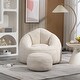 preview thumbnail 27 of 37, Microfiber Upholstered High Density Memory Foam Round Lazy Bean Bag Sofa Chair with Ottoman Beige