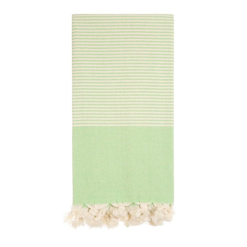 Light Green Beach Towel - Striped Authentic 100% Turkish Cotton Beach ...