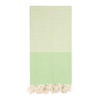 Light Green Beach Towel - Striped Authentic 100% Turkish Cotton Beach & Bath Towels - Citizens of the Beach Collection