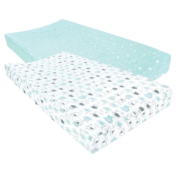 slide 1 of 1, Luvable Friends Unisex Baby Fitted Changing Pad Cover, Boy Basic Elephant, One Size - Boy Basic Elephant Cotton - Boy Basic Elephant