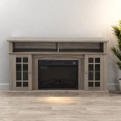 58.25" Classic American Fireplace TV Stand for 65" TVs - Remote-Controlled Electric Fireplace with Storage