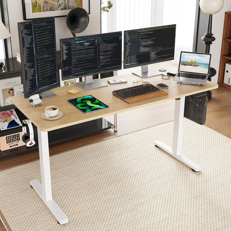 Electric Standing Desk Adjustable Height Sit Stand Home Office Desk With Splice Board