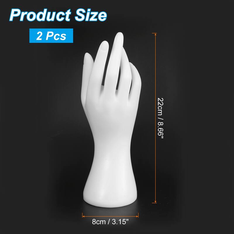 2pcs Hand Ring Holder Hand Jewelry Holder Ring Display Stand Bracelet - White
