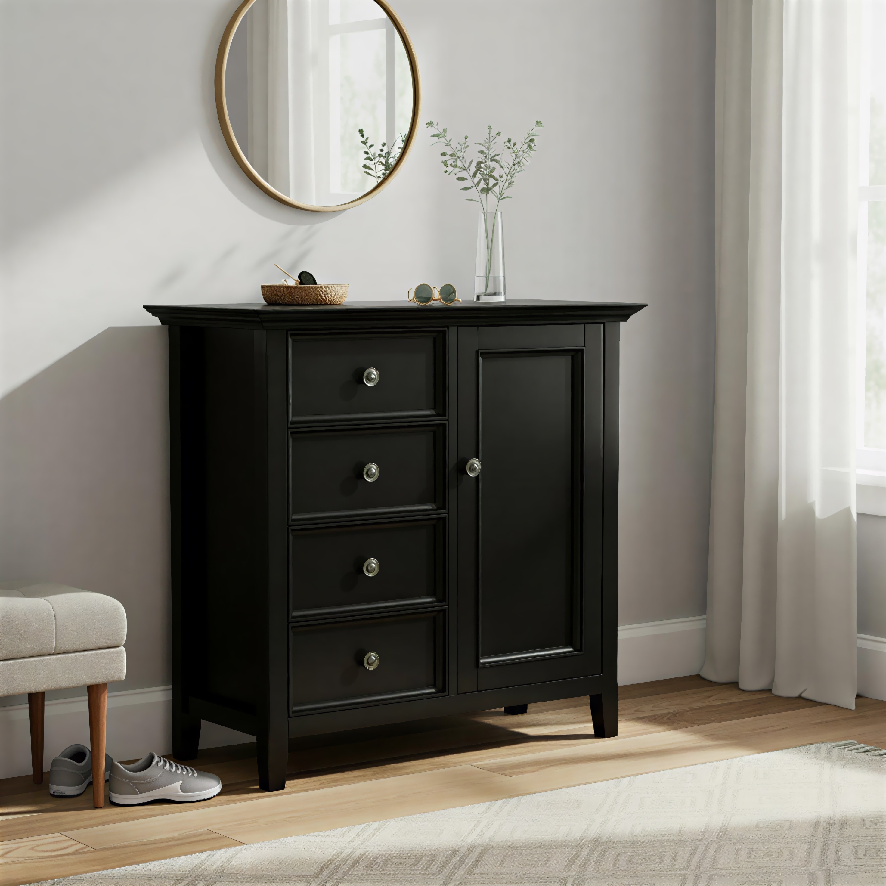 WYNDENHALL Halifax SOLID WOOD 37 inch Wide Transitional Medium Storage Cabinet - 37"w x 17"d x 36" h