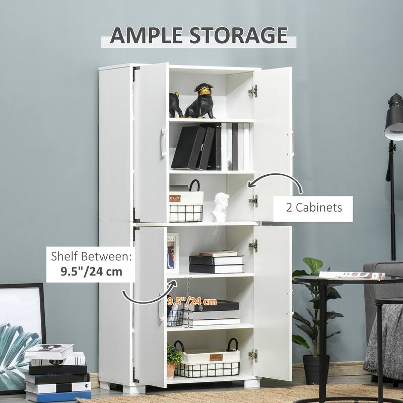 White Coastal Kitchen Hutch Cabinet with Drawer Adjustable Shelves and Rubberwood Countertop - 26.75" L x 15.5" W x 67" H