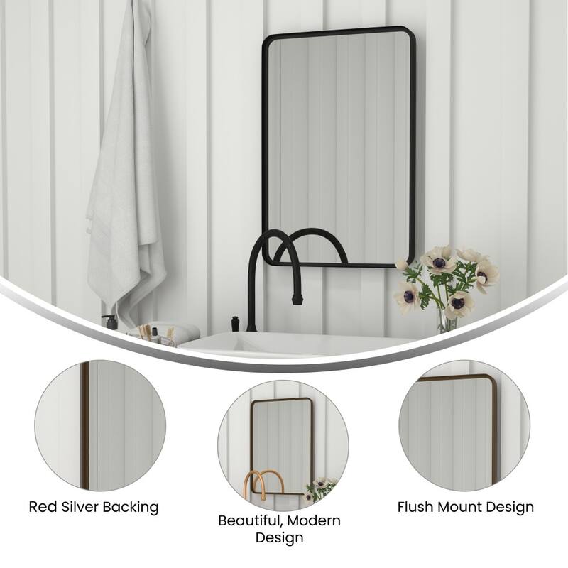 Wall Mount Shatterproof Wall Mirror with Metal Frame - 20" x 30"