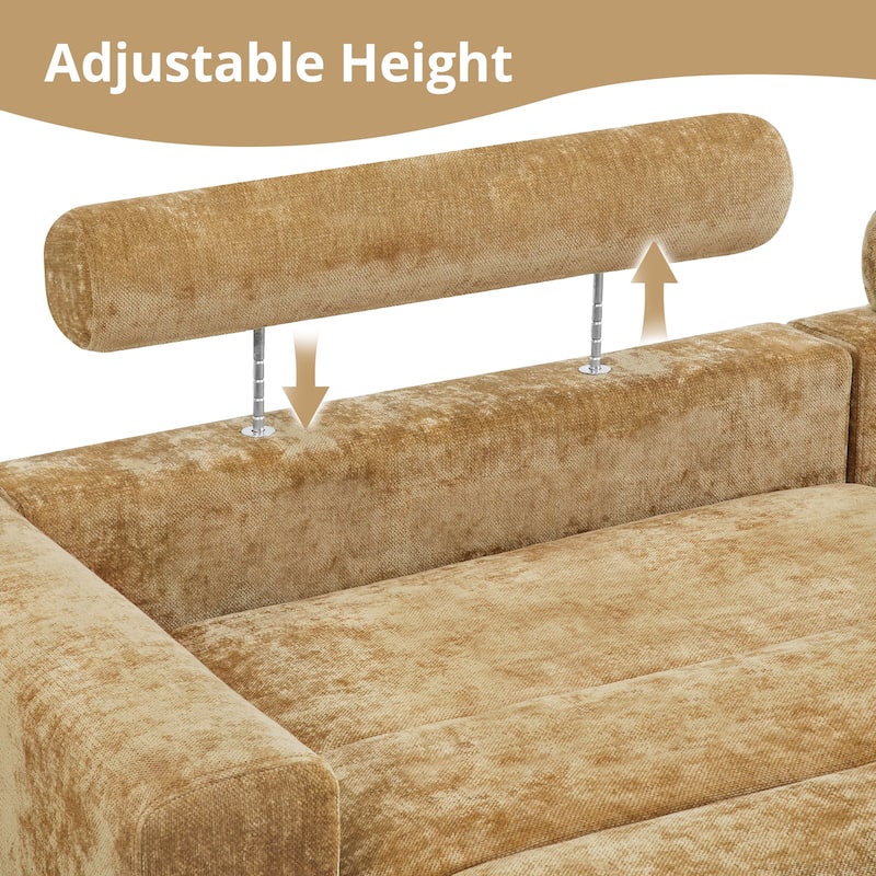 87-in Modern 3-Seater Upholstered Sofa Couch Chenille Design for Living Room