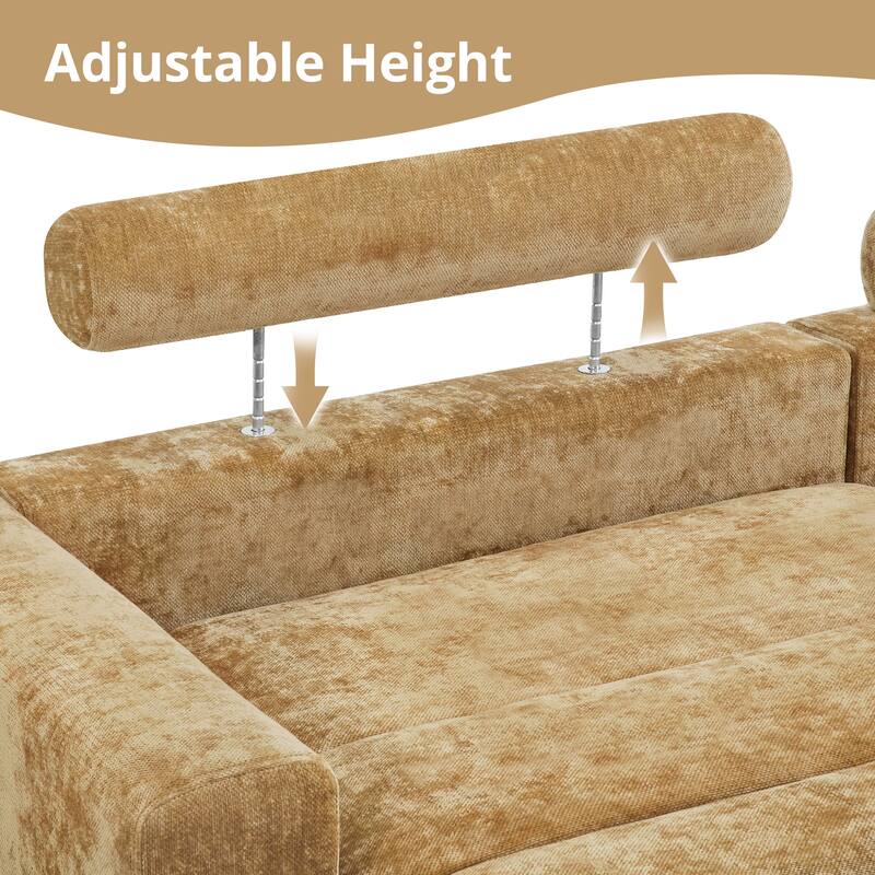 88"W 3-Seater Sofa Chenille Upholstered Couch Modern Loveseat Sofa Wooden Frame Sofa for Living Room