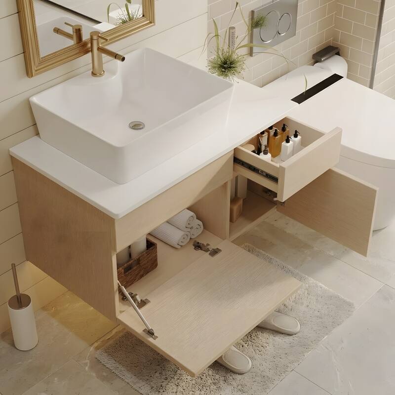 31.5 Inches Floating Single Small Bathroom Vanity with Sink