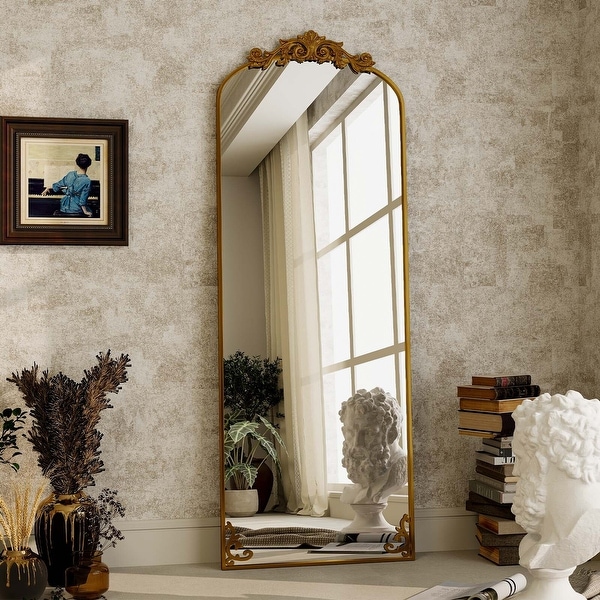 BED & BATH BEYOND ウォールミラー 　鏡　ミラー　46x56 Arched Full Length Mirror with Baroque Flower Design - On