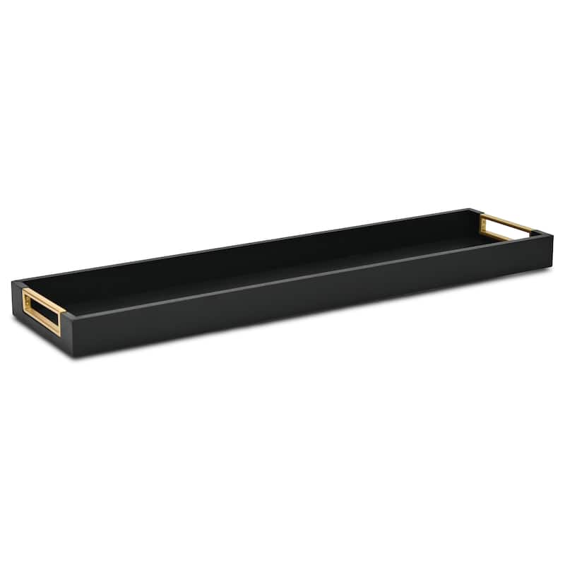 Nyssa Slim Rectangular Wood Decorative Tray - Black