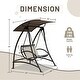 preview thumbnail 2 of 1, 2-Seat Patio Swing Chair Porch Swing with Adjustable Canopy
