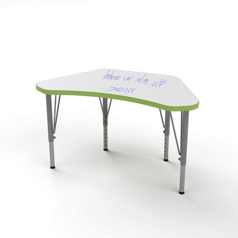 Tot Mate Versa Kids Desk Wing Shape Large Laminate Surface 35" x 19.5" Classroom Table, Write-On/Wipe-Off Dry Erase Top - Adjustable Height 14-23" - Island