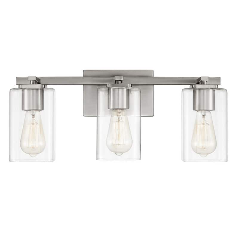 KAWOTI 20.75in. 3-light Brushed Nickel Glass Bathroom Vanity Light