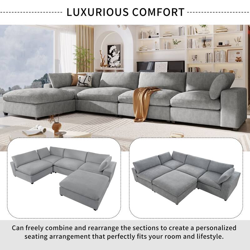 Upholstered Oversize Modular Sofa with Removable Ottoman,Sectional sofa for Living Room Apartment
