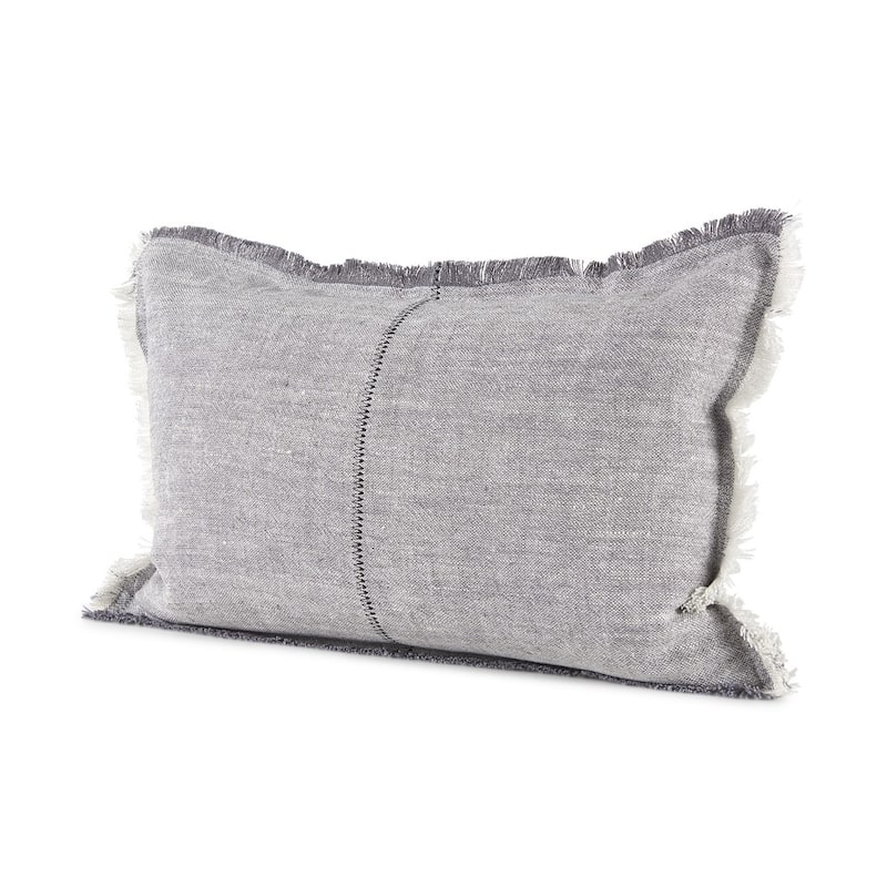 Light Gray Fringed Lumbar Throw Pillow Cover - Pillow Covers - 21" W x 13" D x 13" H - Cover Only - Gray - Single