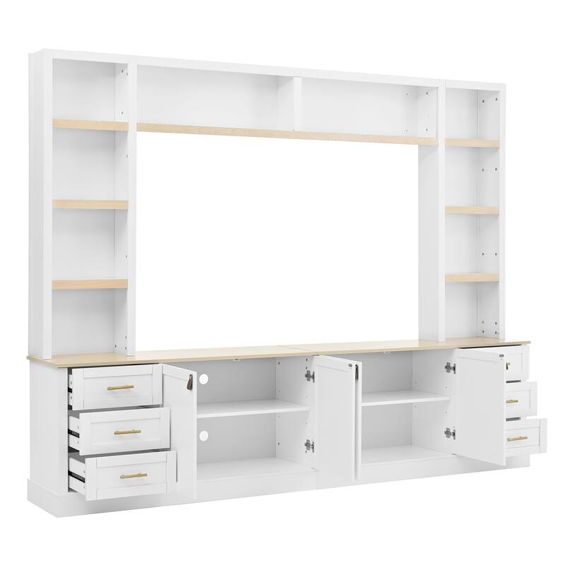 Modern 4-Piece Wall Unit Entertainment Center with Bookshelf for TVs Up to 75"
