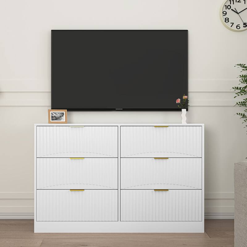 Modern 6-Drawer Dresser, Chest of Drawers for Bedroom, Living Room, Hallway, and Entryway - Large Storage Cabinet