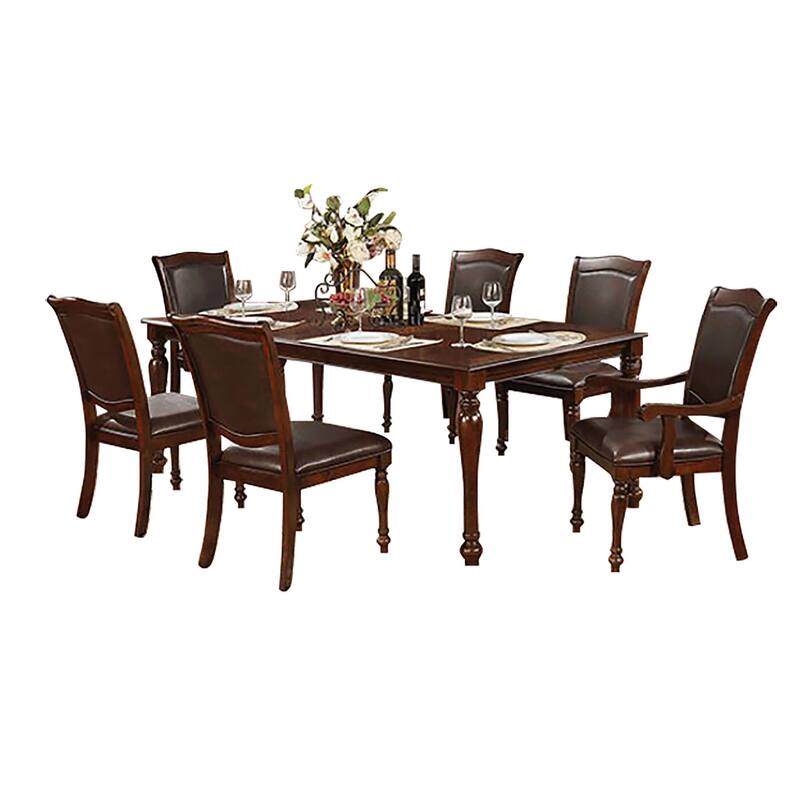 Dining Set in Brown Cherry and Espresso Finish