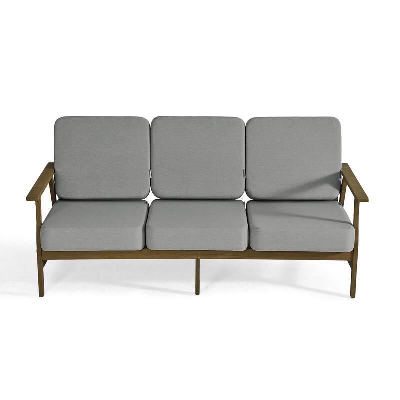 Modern Wood Cushioned 5-Piece Outdoor Patio Conversation Set