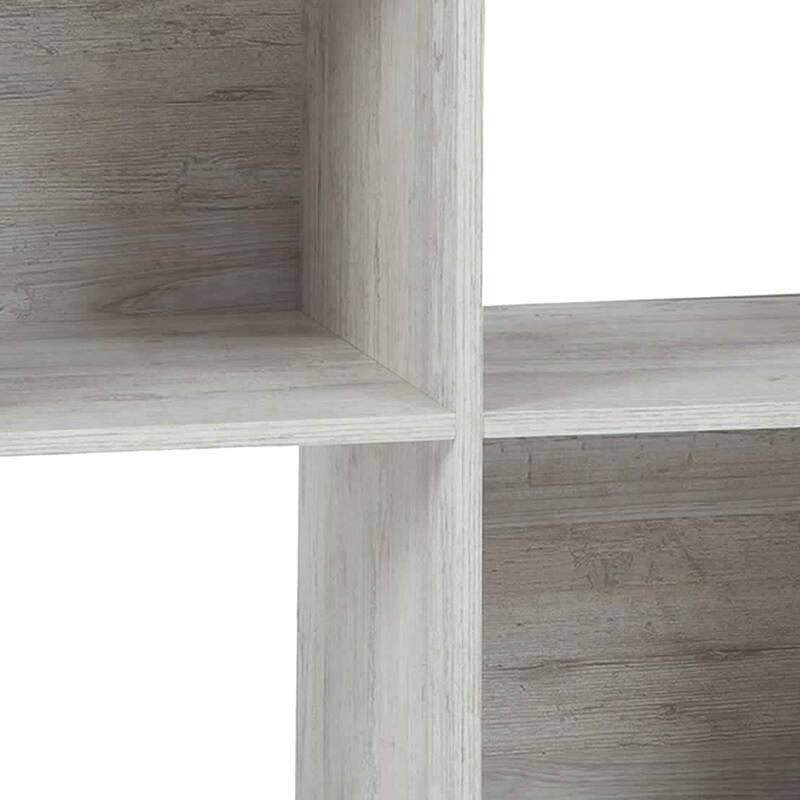 4 Cube Wooden Organizer with Grain Details, Washed White