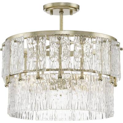 Chevall Collection Three-Light Gilded Silver Modern Organic Pendant - 17 in x 17 in x 15.12 in