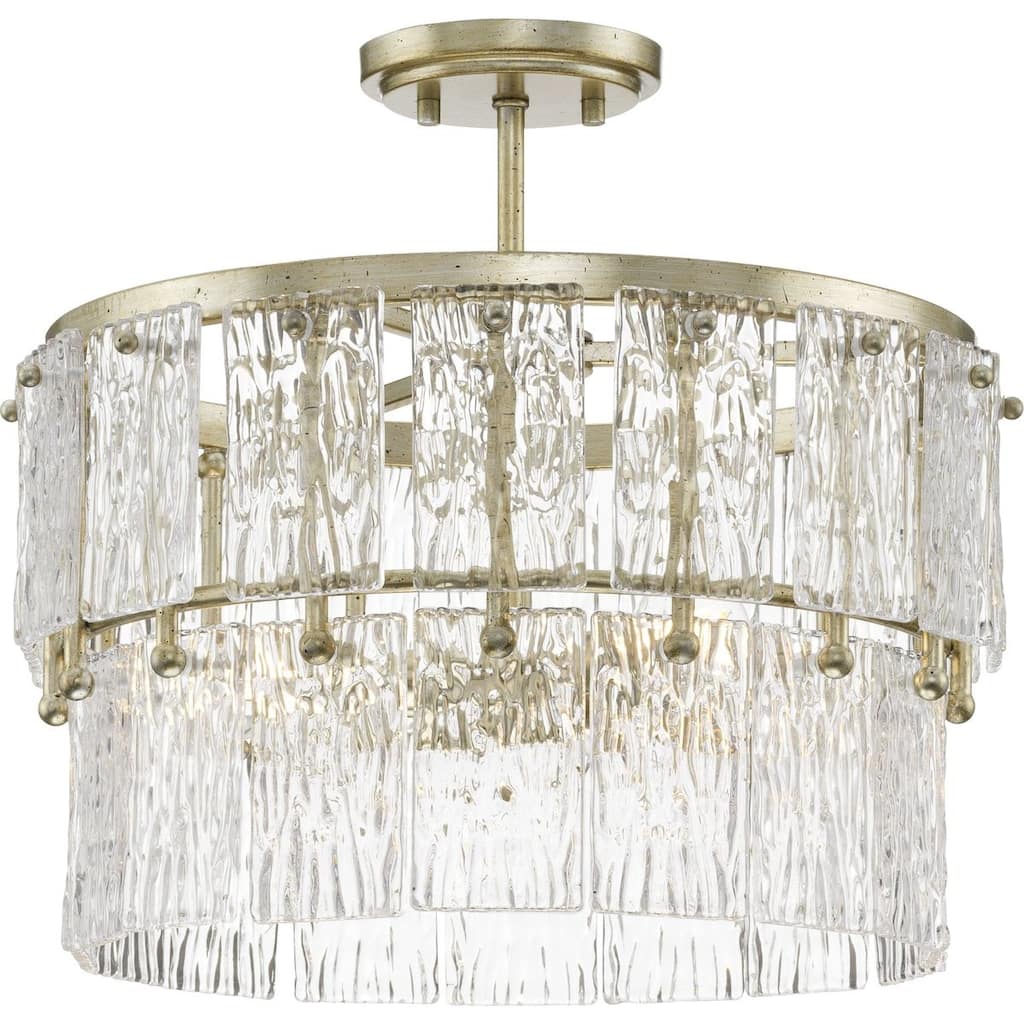 Chevall Collection Three-Light Gilded Silver Modern Organic Pendant - 17 in x 17 in x 15.12 in