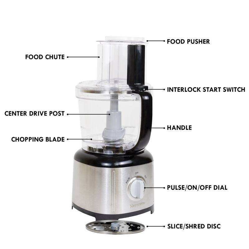 Kenmore 11Cup Food Processor and Vegetable Chopper, Black & Silver