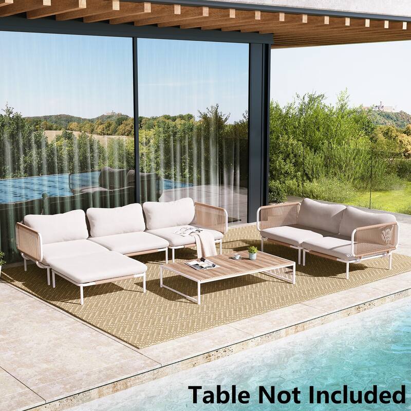 Outdoor Patio Sectional Sofa Conversation Set Cushioned Free Combination Customizable Set