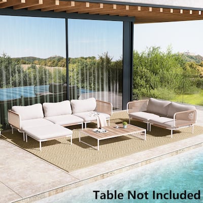 Outdoor Patio Sectional Sofa Conversation Set Cushioned Free Combination Customizable Set
