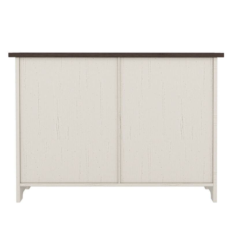 Farmhouse Sliding Barn Doors Sideboard Storage Cabinet with 3 Drawers, Dining Room Buffet Cabinet Dresser Bar Chest