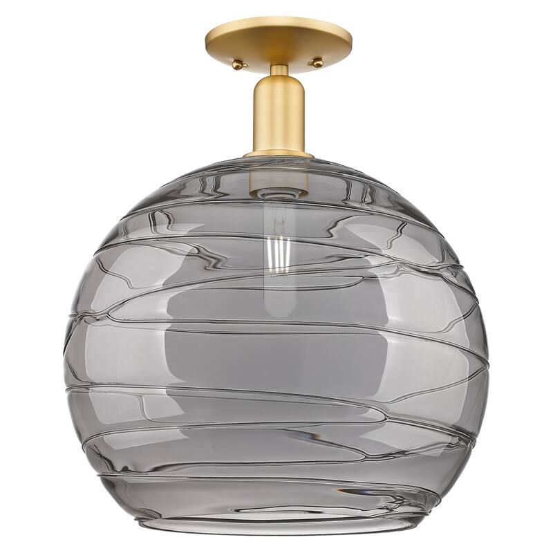 Innovations Lighting Endless Possibilities Arcadia - Athens Deco Swirl - 1 Light 14" Semi-Flush Mount - Satin Gold