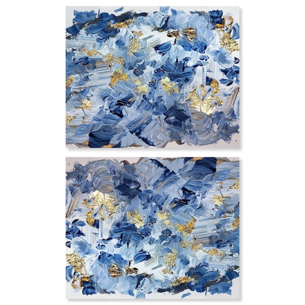Gold over Blue Set Canvas Set of 2 by Art Remedy, Gallery Wrapped
